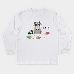 It Wasn't Me! Cute Greedy Raccoon Design Kids Long Sleeve T-Shirt